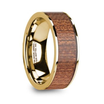 Thorsten Rings MAHAIL Men' Polished 14k Rose Gold & Zebra Wood