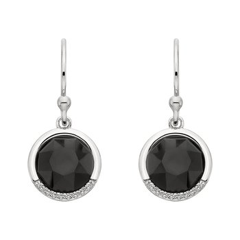 Onyx and Wht Topaz Earrings ASPSSA2619NF