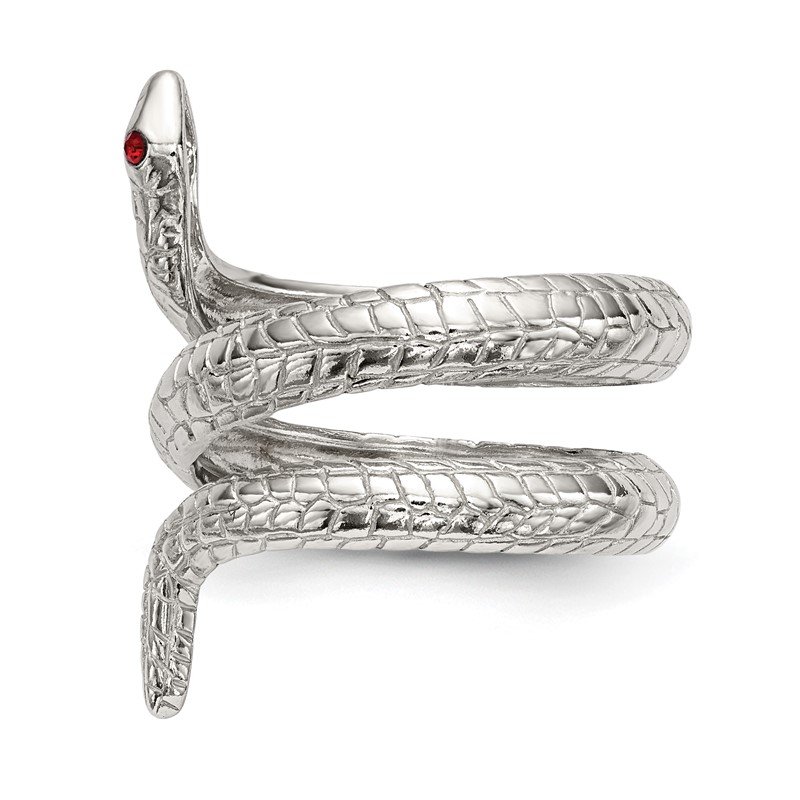 Quality Gold Sterling Silver Red Eye Crystal Snake Ring