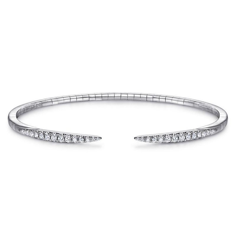 Gabriel Fashion 14K White Gold Split Diamond Spike Bangle BG3912 ...