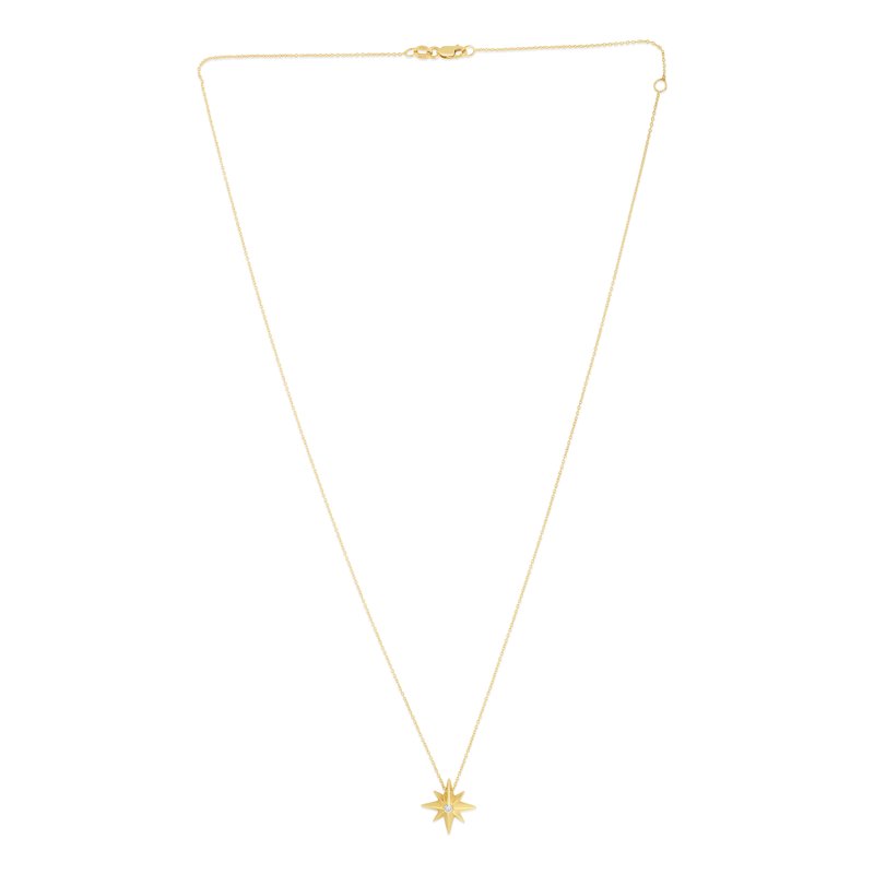 Royal Chain Royal Chain 14K Gold Diamond North Star Necklace RC14371-18 - Windy ...