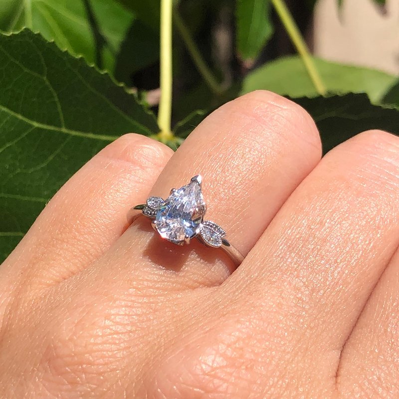 Kirk Kara Floral Leaf Pear Diamond Engagement Ring K410DP9X6N3