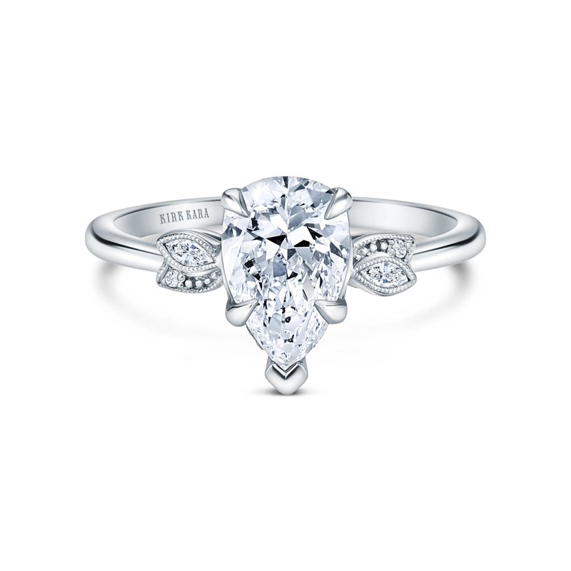 pear cut flower shaped diamond engagement ring