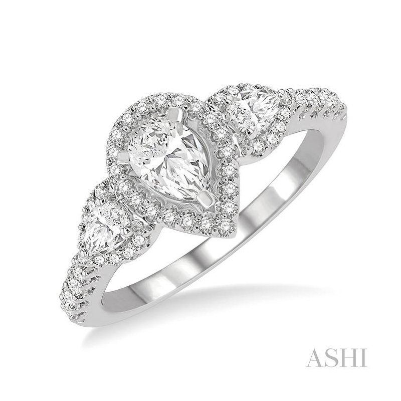 ASHI Pear Shape Past Present & Future Halo Diamond