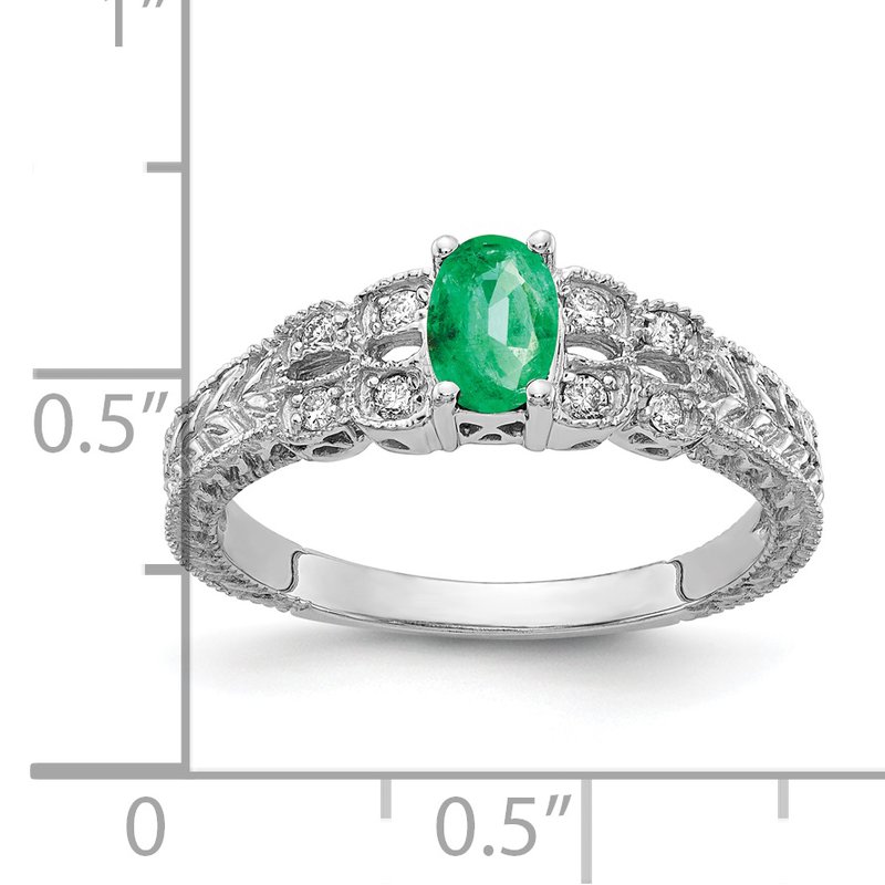 Quality Gold 14k White Gold 6x4mm Oval Emerald A Diamond
