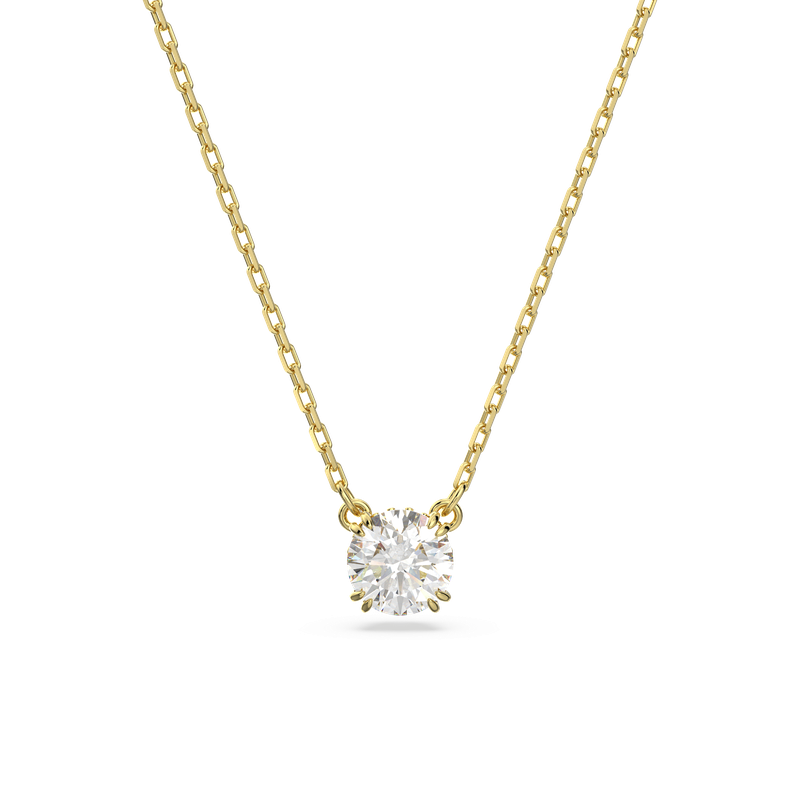 Swarovski Stilla pendant, Round cut, White, Gold-tone plated