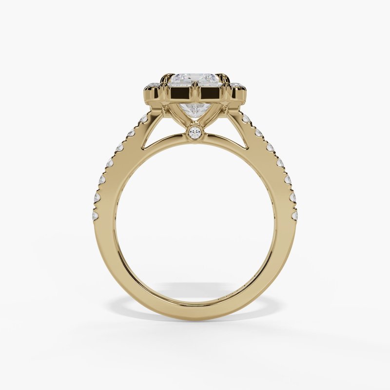 Baguette & Round Diamond Halo Peekaboo Engagement Ring Baguette & Round Diamond Halo Peekaboo Engagement Ring