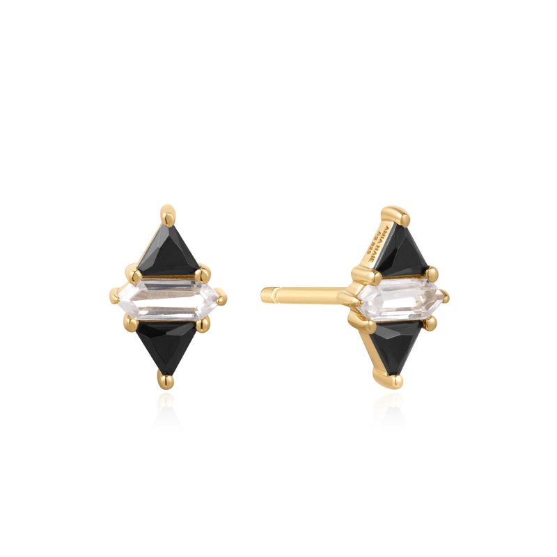 ANIA HAIE Gold Triangle Black and White Cubic Zirconia Studs ANIA HAIE Gold Triangle Black and White Cubic Zirconia Studs