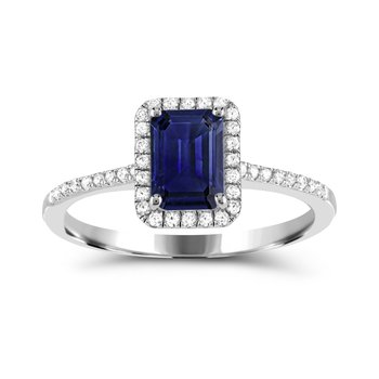 14K White Gold Blue Sapphire and Diamond 0.210cts Ring R12730SB6W4