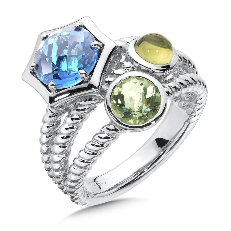 Sterling Silver London Blue Topaz, Amethyst And Diamond Ring Sterling Silver London Blue Topaz, Amethyst And Diamond Ring