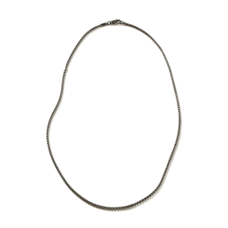 JOHN HARDY Box Chain Necklace, Dark Silver, 2.7MM