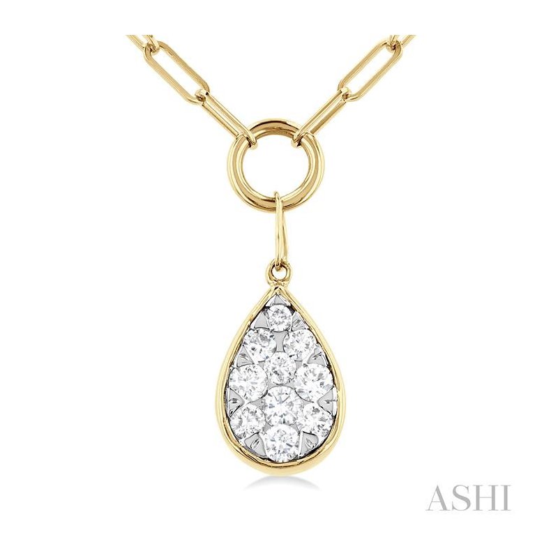 ASHI Pear Shape Lovebright Bezel Paperclip Necklace ASHI Pear Shape Lovebright Bezel Paperclip Necklace