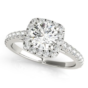 Cathedral Round Halo Engagement Ring
