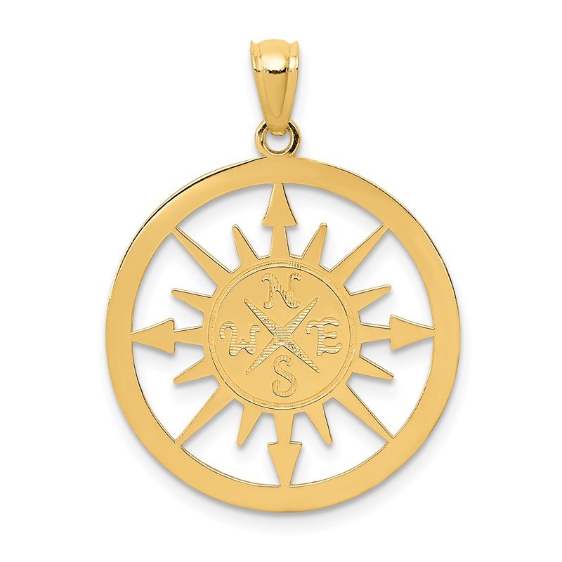 14K Yellow Gold Satin / Polished Lost Without You Compass Pendant 14K Yellow Gold Satin / Polished Lost Without You Compass Pendant