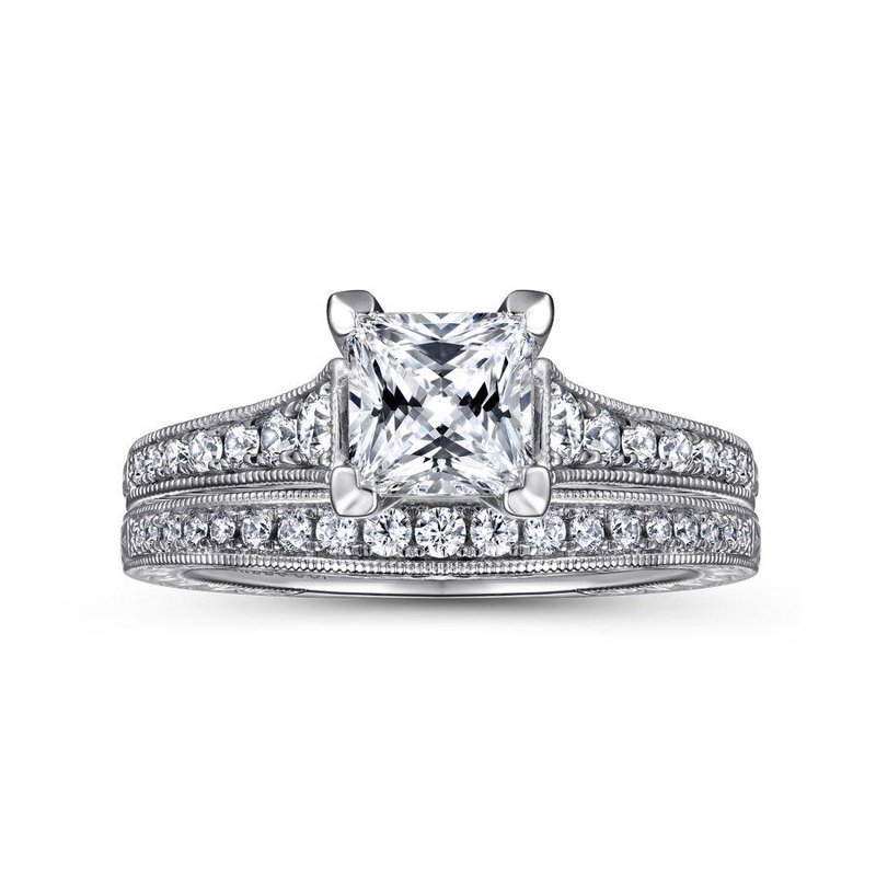 Gabriel Bridal 14K White Gold Princess Cut Diamond Engagement Ring ...