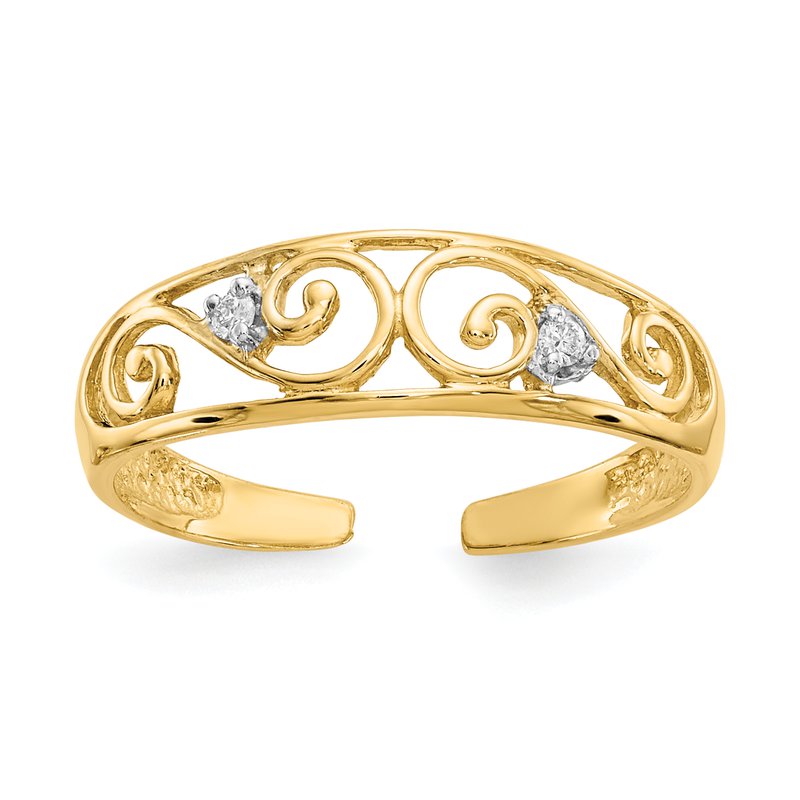 14k Yellow Gold .02ct Diamond Scroll Toe Ring 14k Yellow Gold .02ct Diamond Scroll Toe Ring