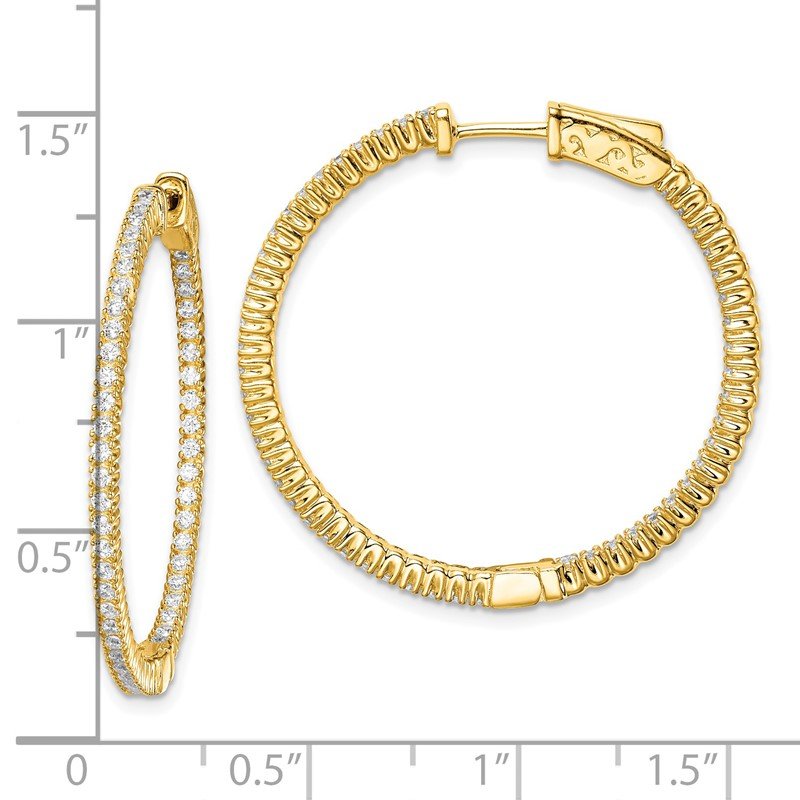 Sterling Silver Gold Plated Inside and Out CZ Round Hoop Earrings Sterling Silver Gold Plated Inside and Out CZ Round Hoop Earrings