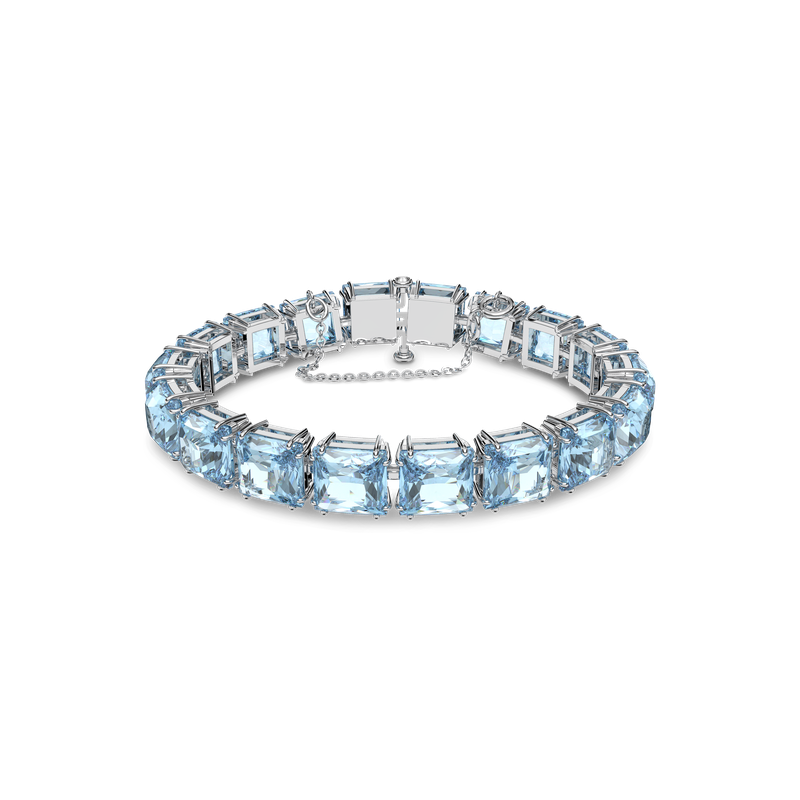 Millenia bracelet, Square cut, Medium, Blue, Rhodium plated Millenia bracelet, Square cut, Medium, Blue, Rhodium plated