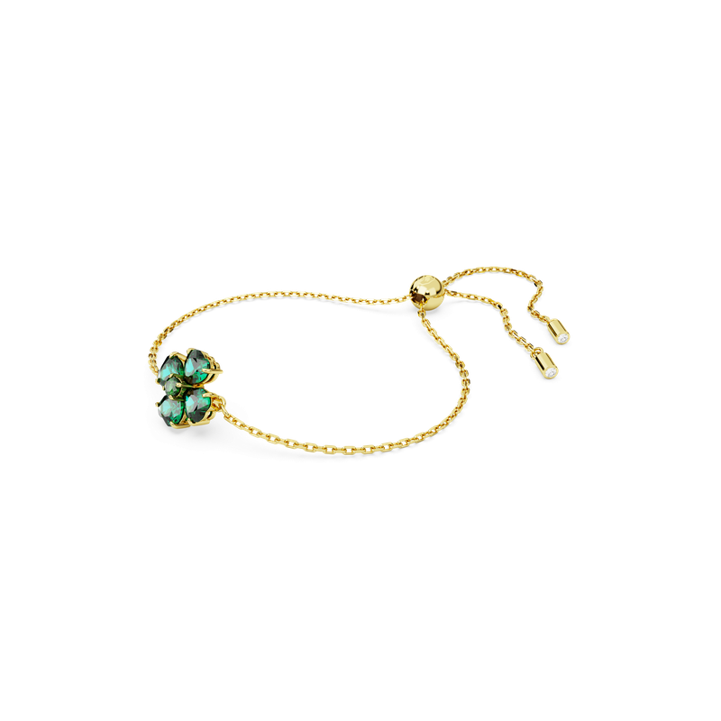 【SWAROVSKI】5666585 Idylia Clover Medium Bracelet Idyllia bracelet, Mixed cuts, Clover, Green, Gold-tone