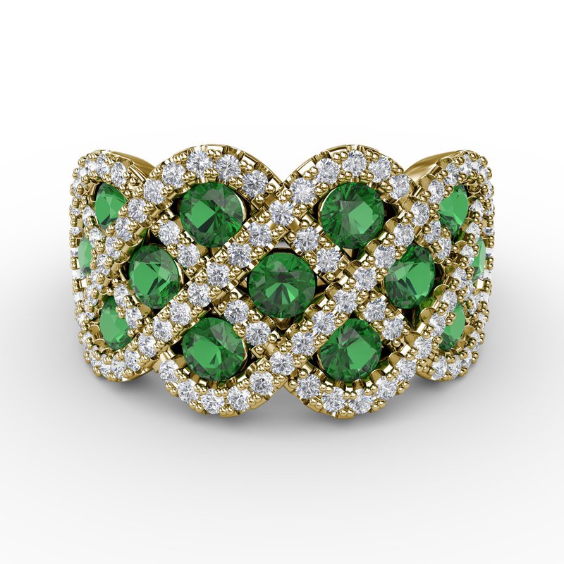 Vlora Multi Diamond and Emerald Statement Ring VR60997E-14WG