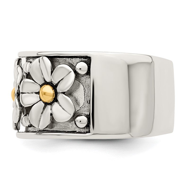FB Jewels 14k Yellow & Rose Gold w/Rhodium Framed Daisy