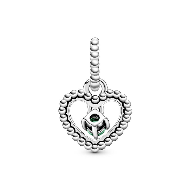 Pandora Heart sterling silver dangle with spring green crystal ...