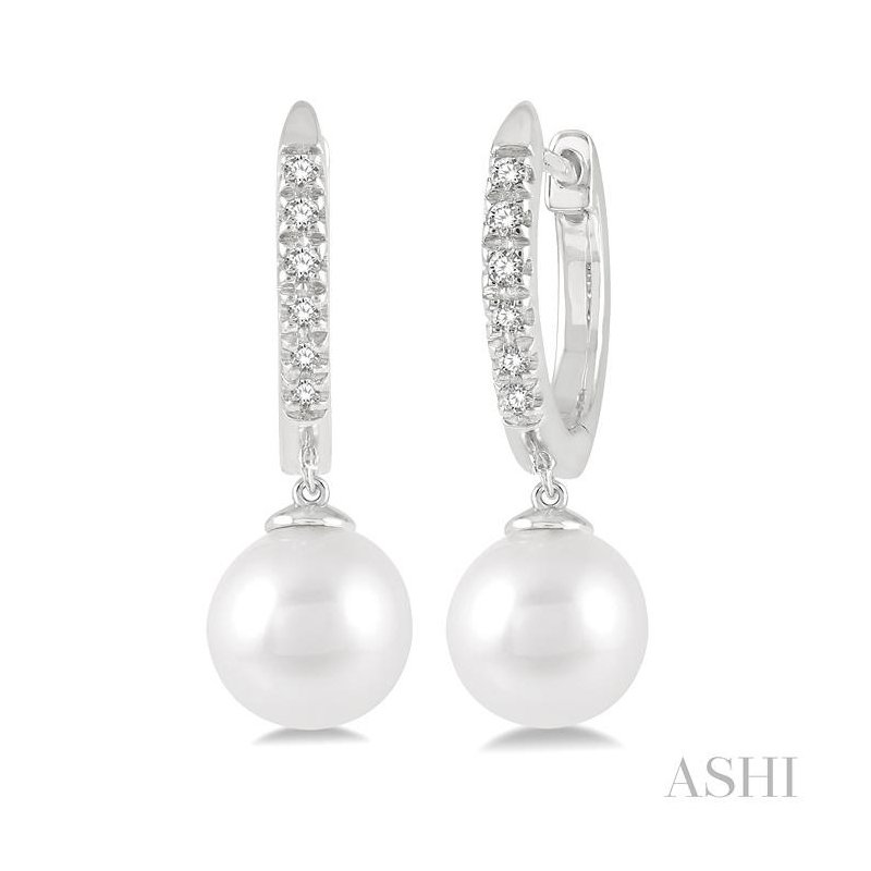 ASHI Pearl & Petite Diamond Huggie Fashion Earrings