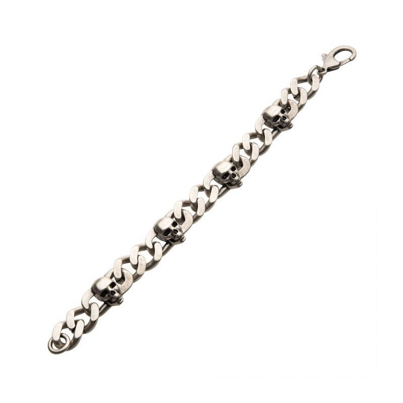 INOX Jewelry Stainless Steel Silver IP with Skull Design