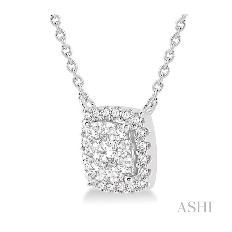 ASHI Cushion Shape Halo Lovebright Essential Diamond Pendant