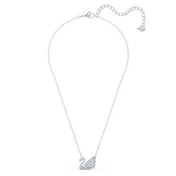 Swarovski Dancing Swan necklace, Swan, White, Rhodium plated