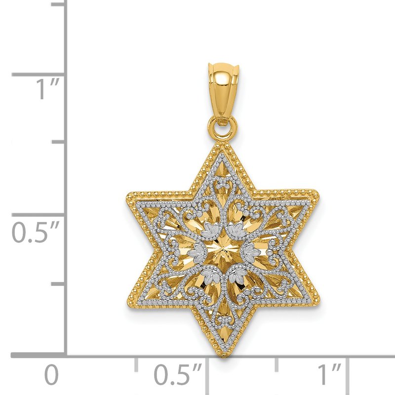 14k Yellow Gold Two-Tone Reversible Filigree Star Of David Pendant 14k Yellow Gold Two-Tone Reversible Filigree Star Of David Pendant