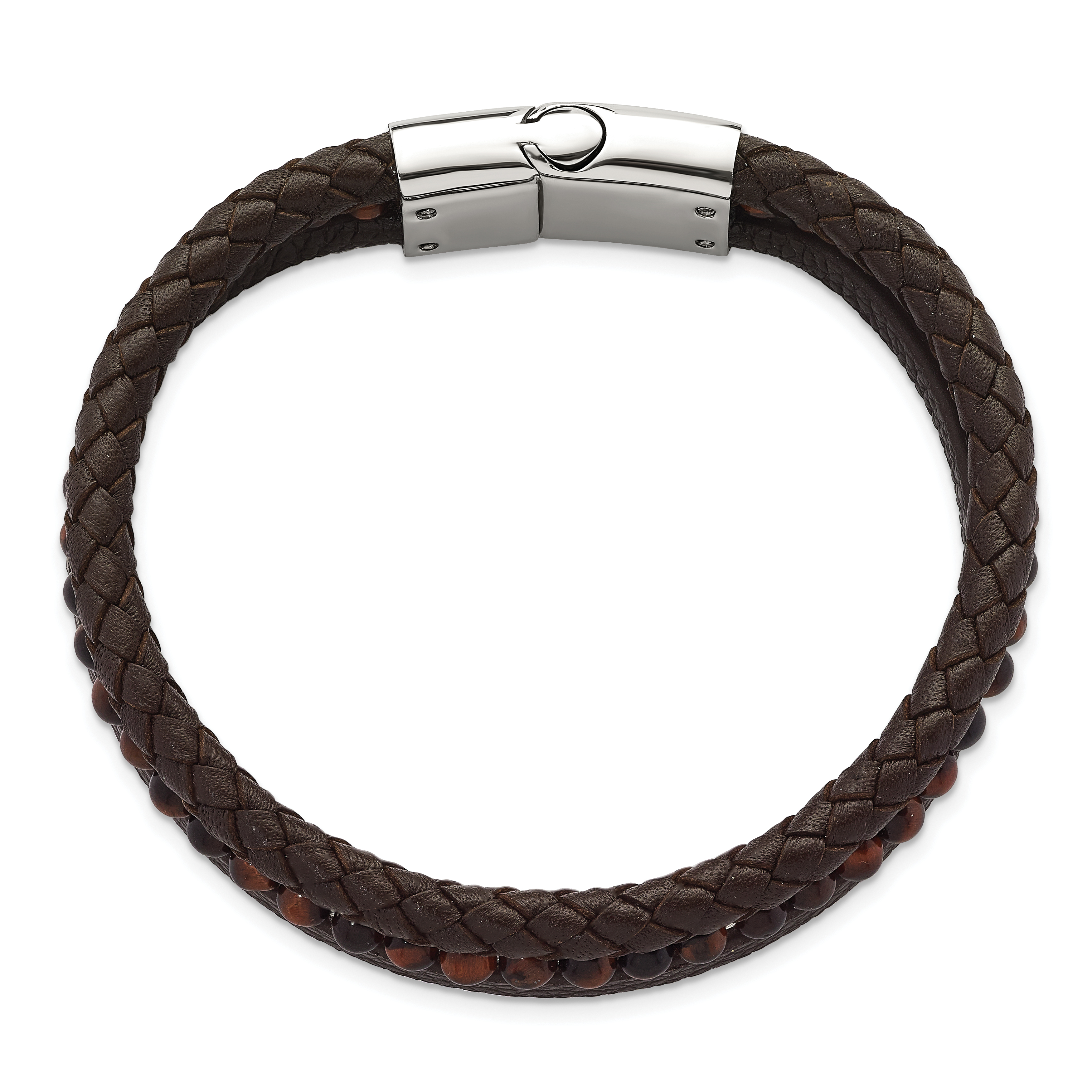Chisel Stainless Steel Polished Multi Strand Red Tiger's Eye