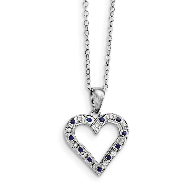 Sterling Silver Diamond Mystique Platinum Plated Heart Necklace Sterling Silver Diamond Mystique Platinum Plated Heart Necklace