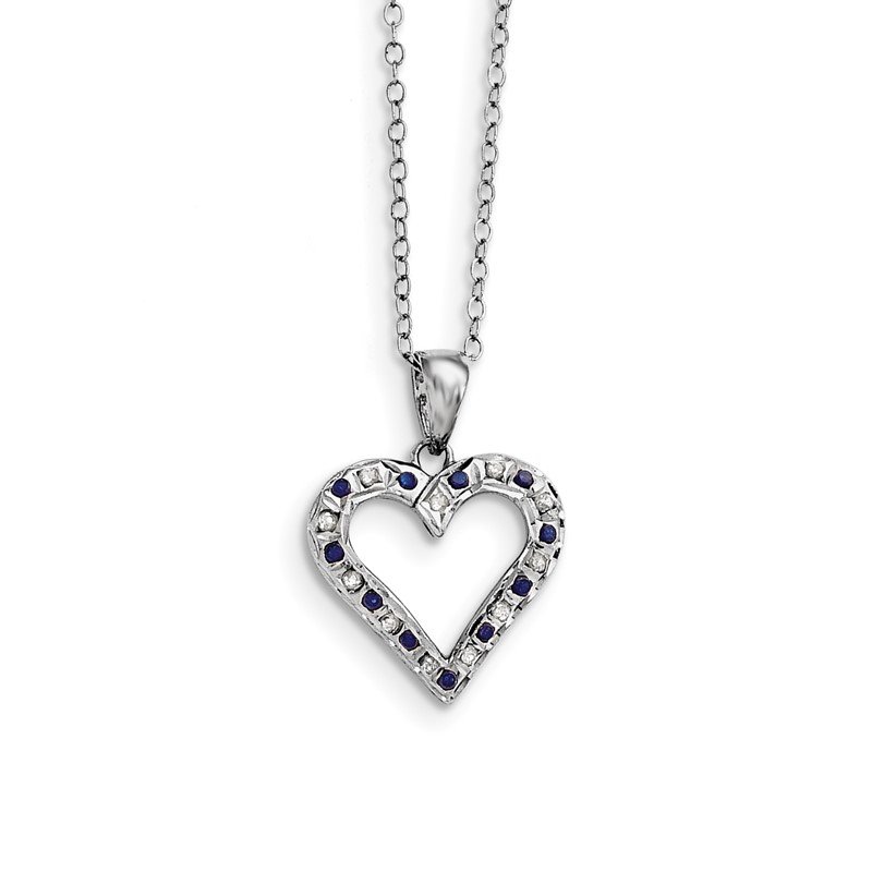 Sterling Silver Diamond Mystique Platinum Plated Heart Necklace Sterling Silver Diamond Mystique Platinum Plated Heart Necklace
