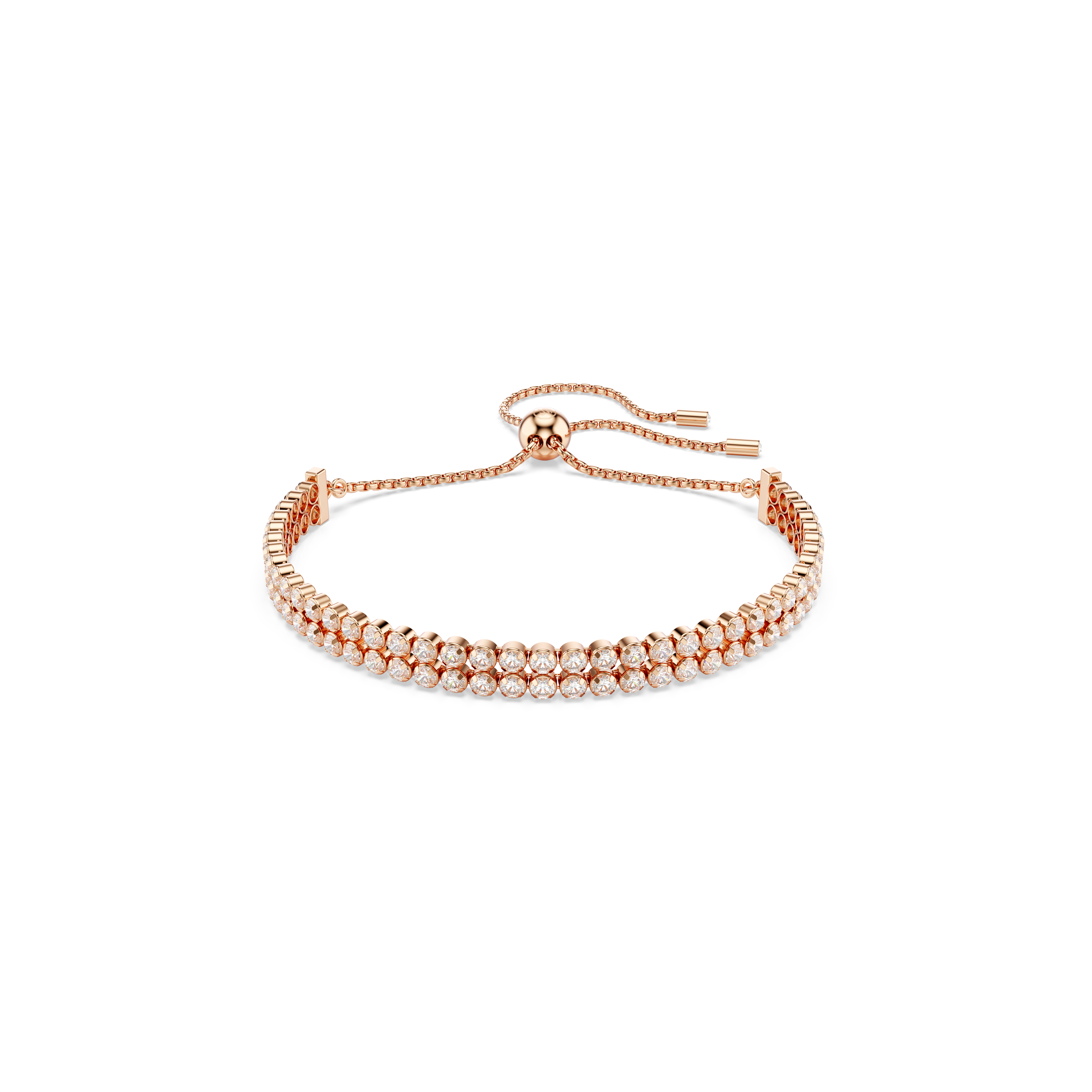 Swarovski Matrix Tennis bracelet, Round cut, White, Rose gold-tone