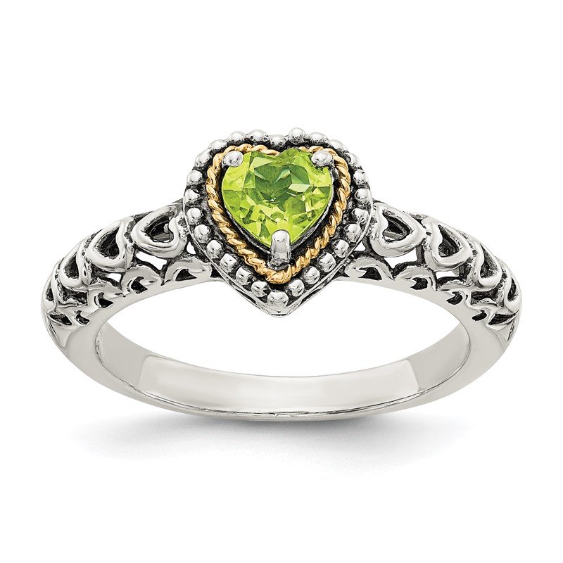 Shey Couture Sterling Silver w/ 14k Yellow Gold Accent Diamond And Peridot Necklace