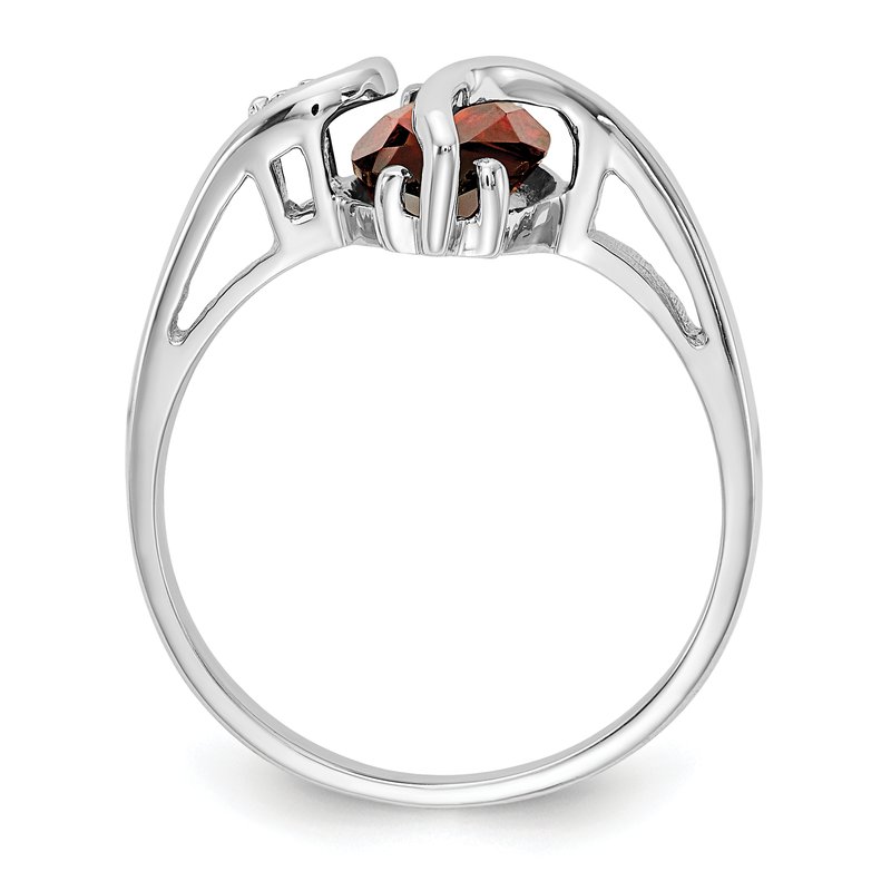 14k White Gold 12x6mm Marquise Garnet and Diamond Ring