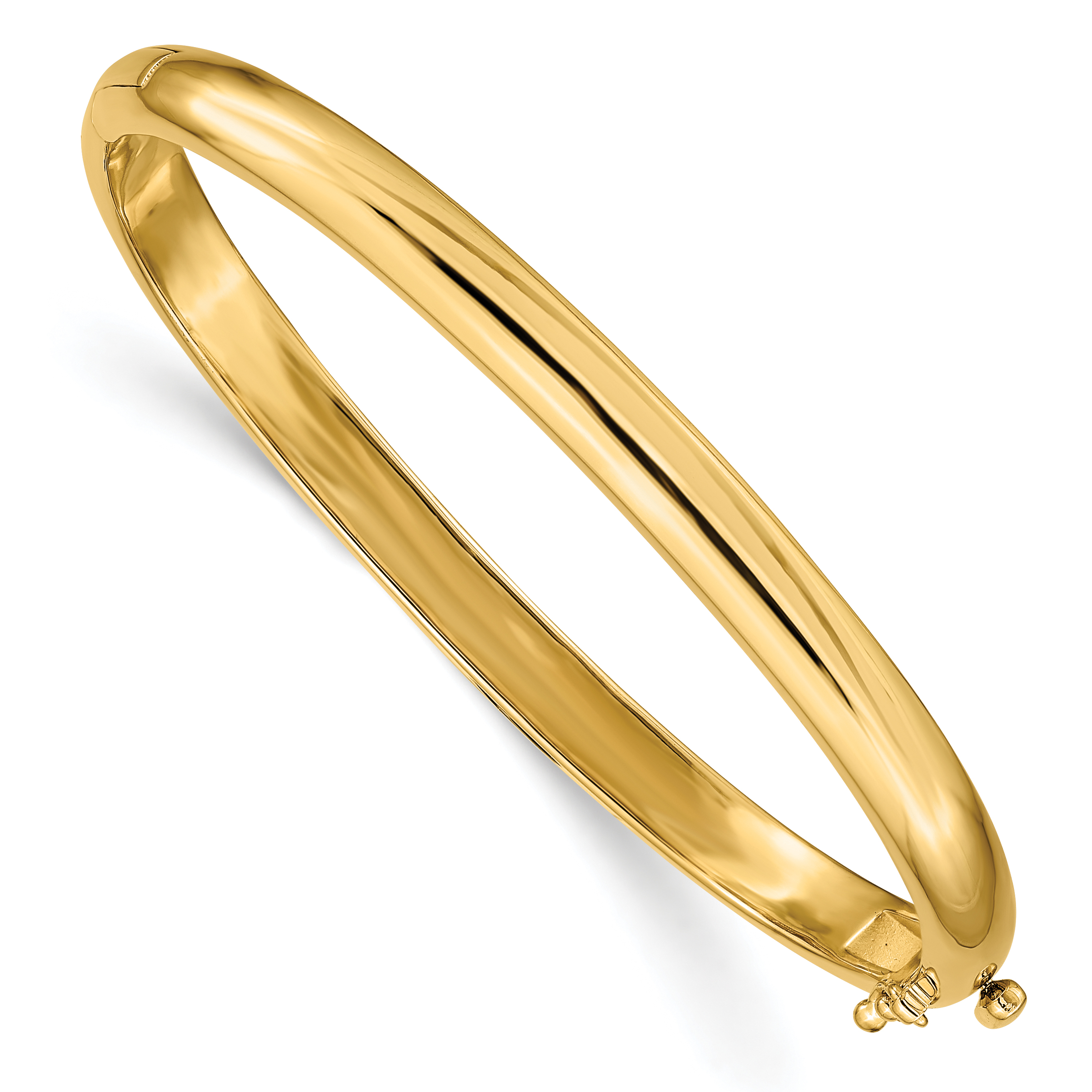 Quality Gold 14k 5.6mm Polished Solid Hinged Oval Bangle Bracelet