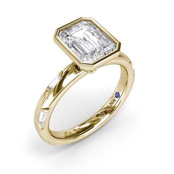 Abstract Emerald Cut Diamond engagement Ring S4427