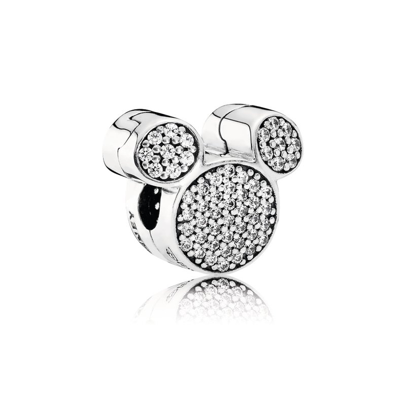 PANDORA Disney Parks Mickey silver clip with clear cubic