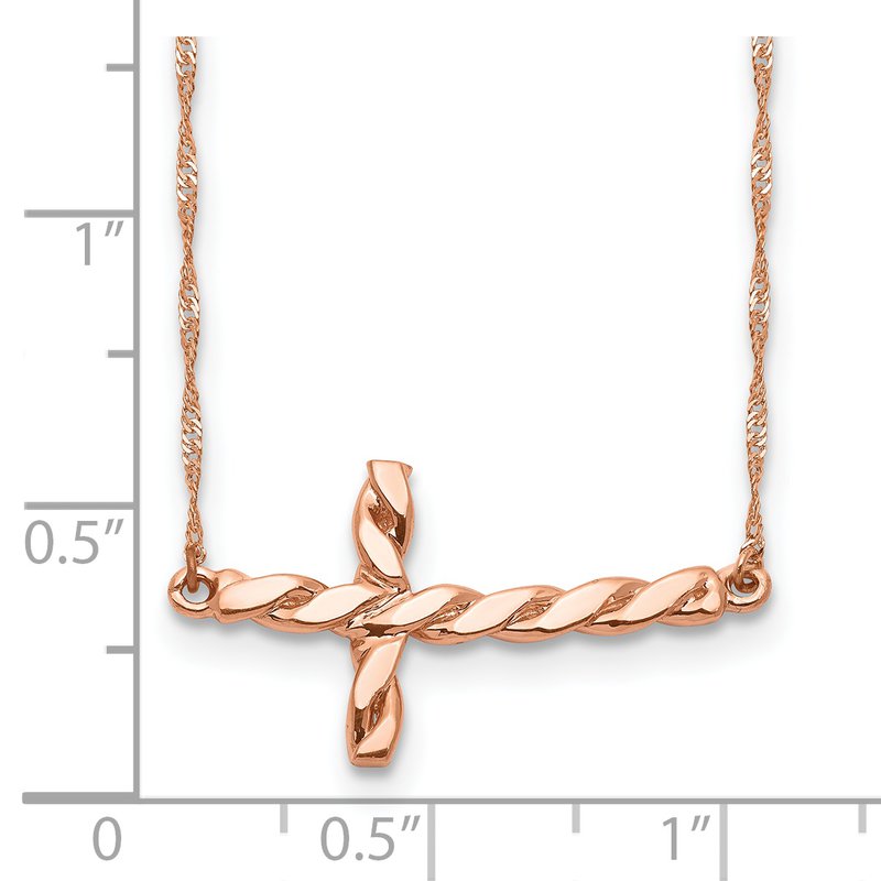 14k White Gold Twisted Polished Sideways Cross 17 Inch Necklace 14k White Gold Twisted Polished Sideways Cross 17 Inch Necklace