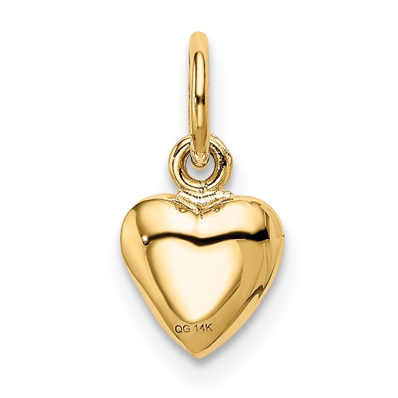 14k Yellow Gold 3-D Filigree D.C Puffed Heart Charm Pendant