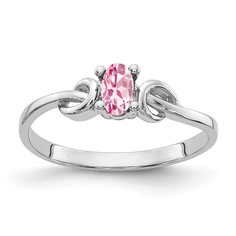 14k White Gold Oval 5x3mm Pink Tourmaline And Diamond Ring