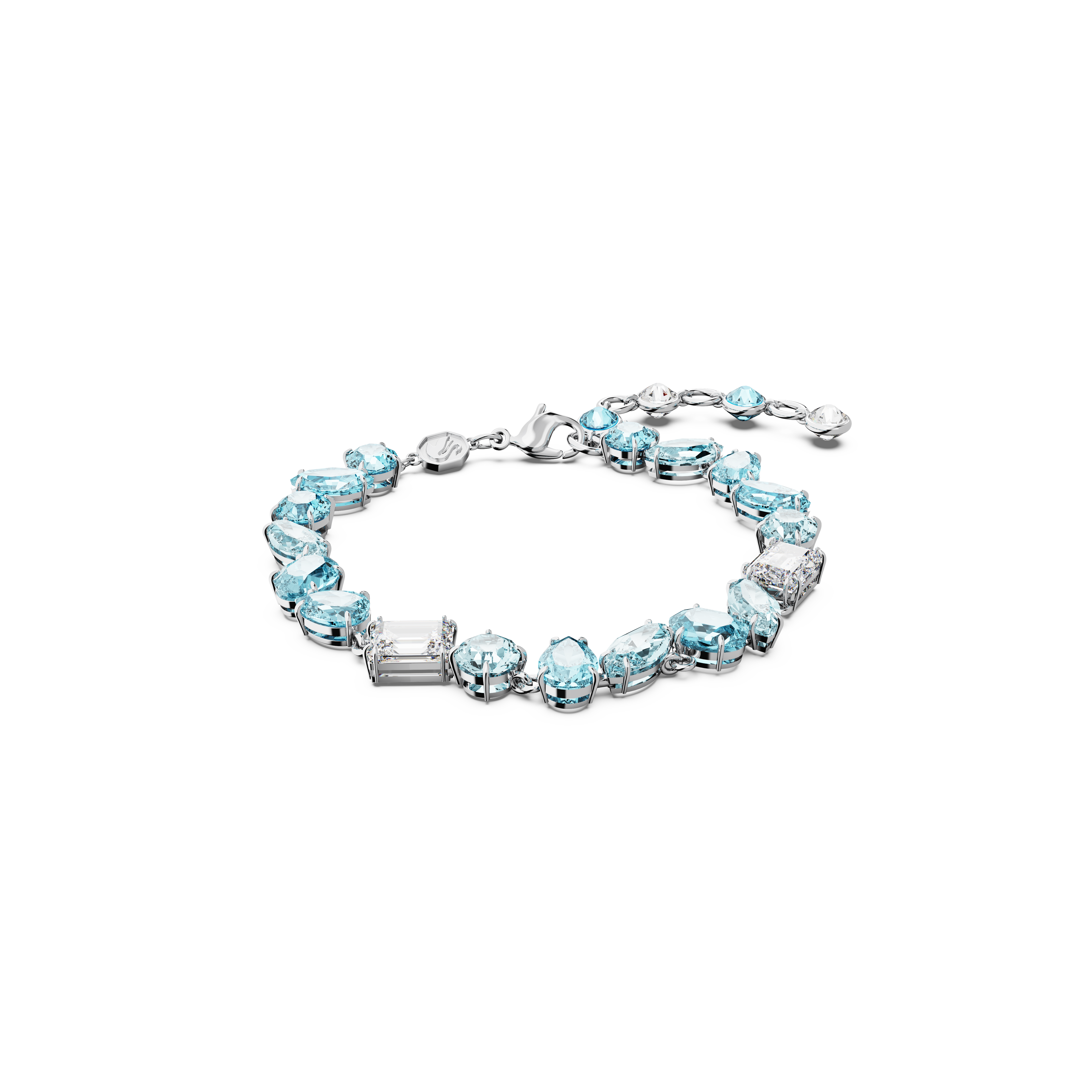 Swarovski Gema bracelet, Mixed cuts, Blue, Rhodium plated 5666018