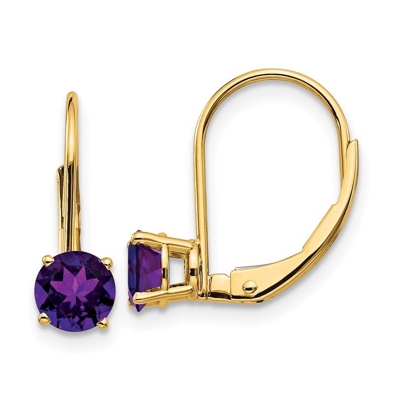 14k outlet Gold Leverback Amethyst Earrings