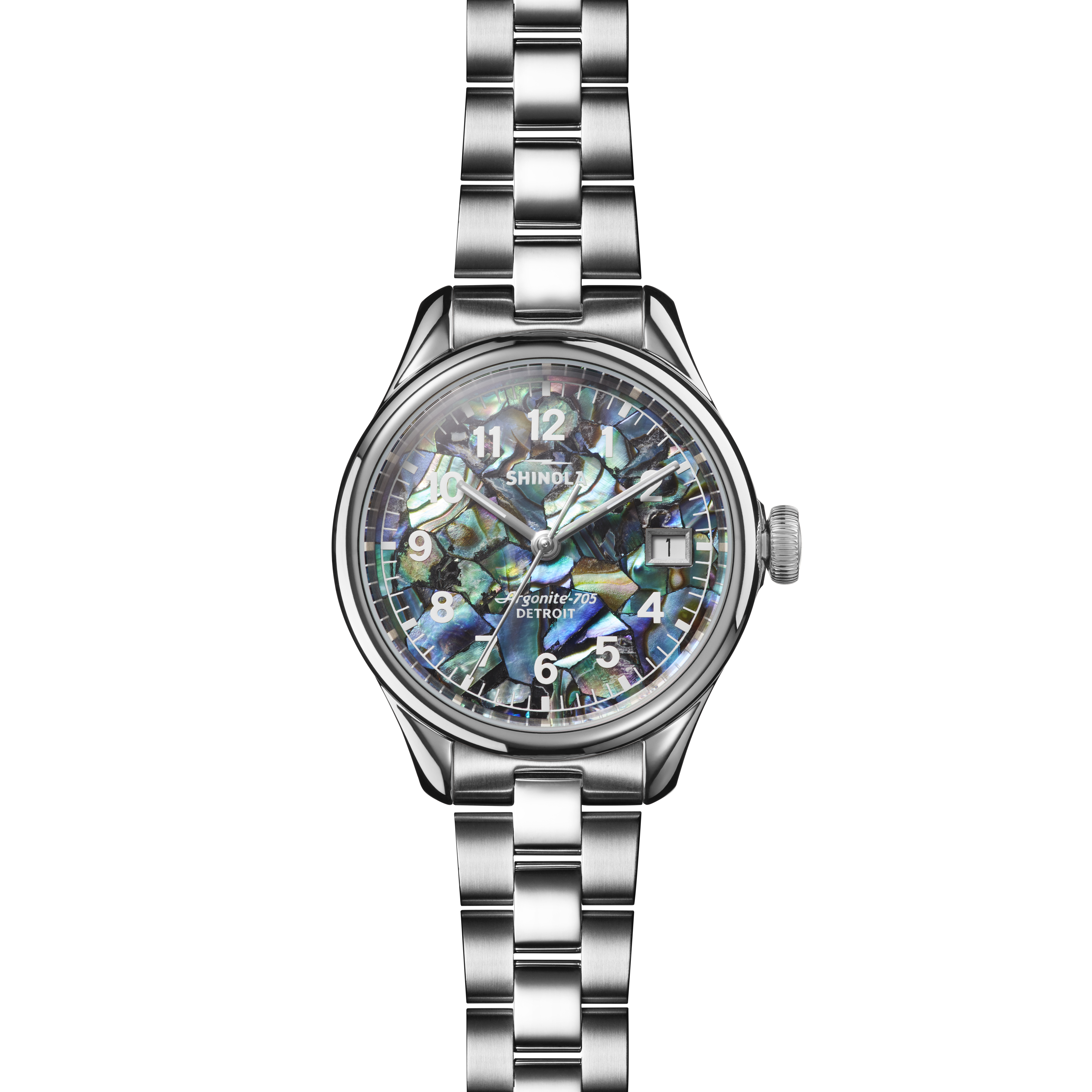 Shinola The Vinton 32mm Stainless Abalone Mosaic Dial Bracelet