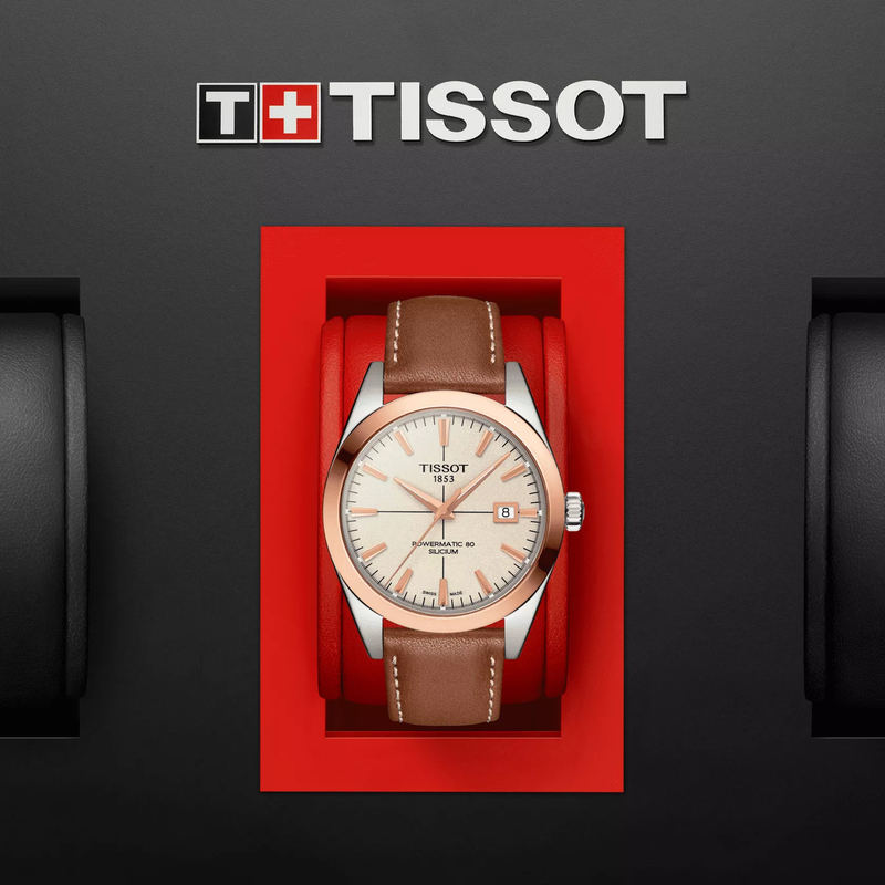 Tissot Gentleman Gold bezel 40mm T9274074626100 - Apex Jewelers