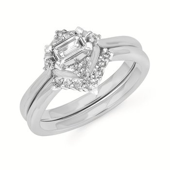 Halo: 1/10 Ctw. Diamond Semi Mount Shown with 1/3 Ct. Emerald Center Diamond in 14K Gold  OC24A03-OC24A03W