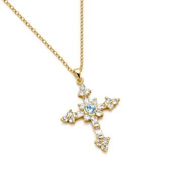 Swiss Blue Topaz Cross Pendant J452-JJP5630