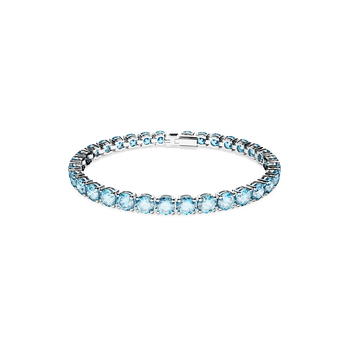 Swarovski Matrix Tennis bracelet, Round cut, Blue, Rhodium